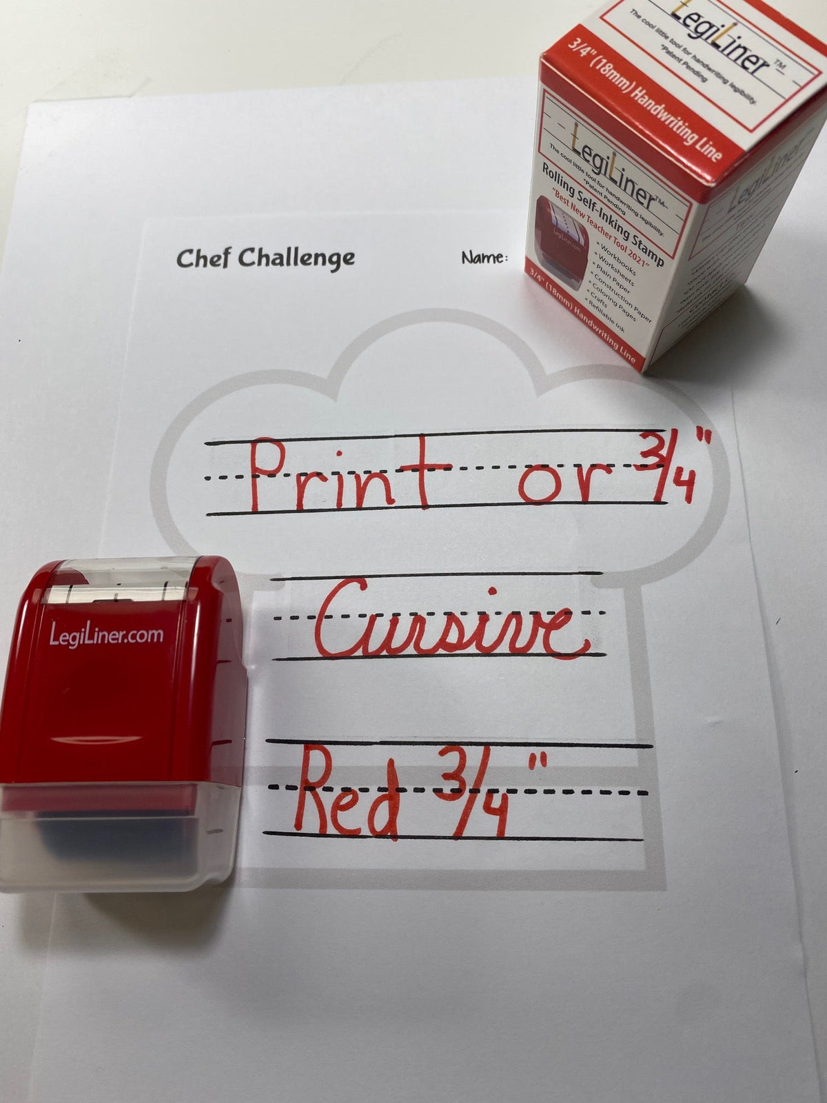 LegiLiner Self-Inking Teacher Stamp - 19mm Dashed Handwriting Line Roller