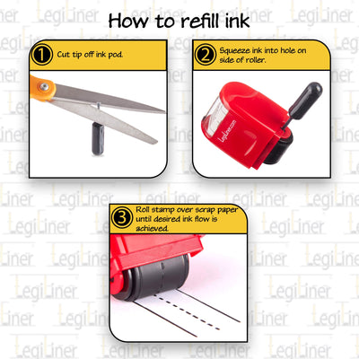 LegiLiner Self-Inking Teacher Stamp - 19mm Dashed Handwriting Line Roller