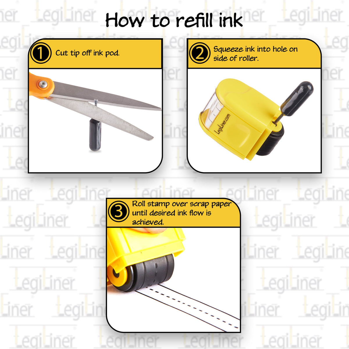 LegiLiner Self-Inking Teacher Stamp - 13mm Dashed Handwriting Line Roller