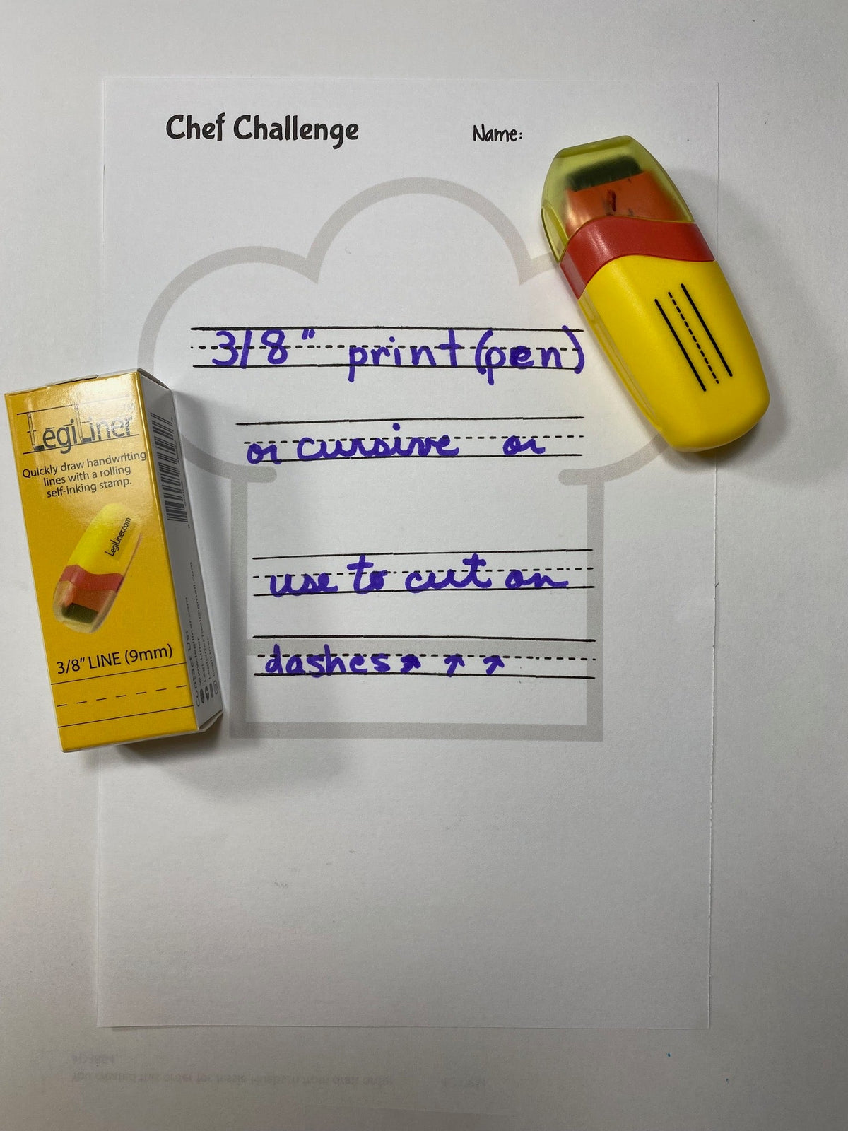 LegiLiner Self-Inking Teacher Stamp 10mm - Dashed Handwriting Line Roller