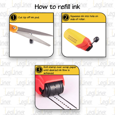 LegiLiner Self-Inking Teacher Stamp 10mm - Dashed Handwriting Line Roller