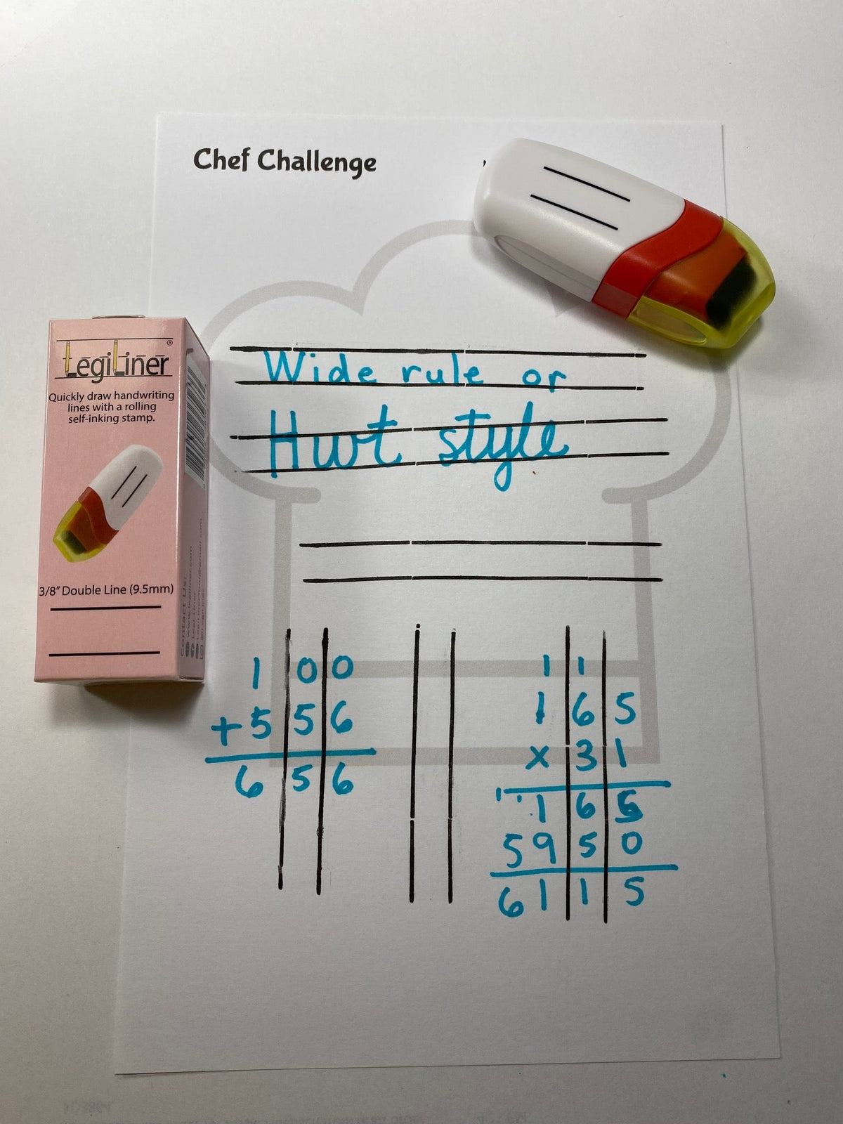 LegiLiner Self-Inking Teacher Stamp - 10mm Double Solid Handwriting Line Roller