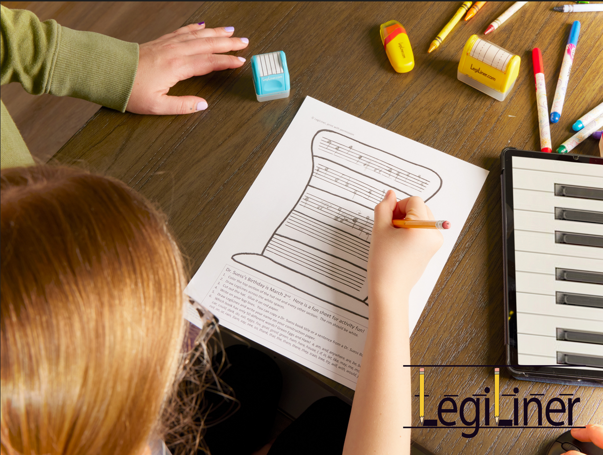 LegiLiner Self-Inking Teacher Stamp - Music Staff Roller