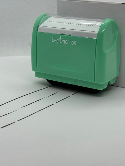 LegiLiner “Spaces” Self-Inking Teacher Stamp - 25mm Dashed Spaced Handwriting Line Roller