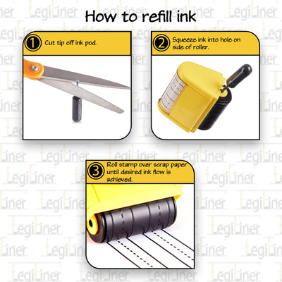 LegiLiner Self-Inking Teacher Stamp - Double Stack 13mm Dashed Handwriting Line Roller