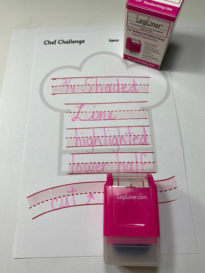 LegiLiner Self-Inking Teacher Stamp - 19mm Pink Shaded Handwriting Line Roller