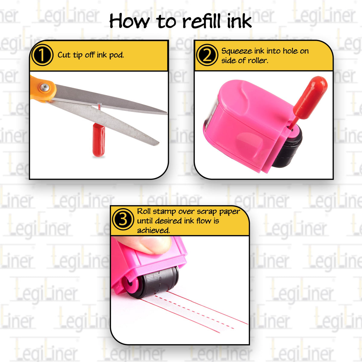 LegiLiner Self-Inking Teacher Stamp - 19mm Pink Shaded Handwriting Line Roller