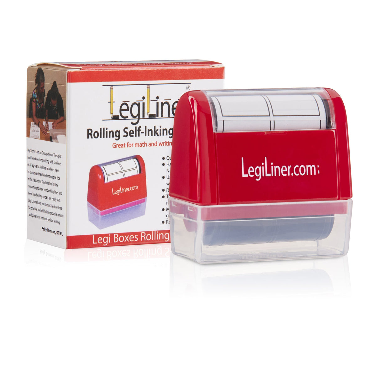 LegiLiner “LegiBoxes” Self-Inking Teacher Stamp - Math & Handwriting Box Roller