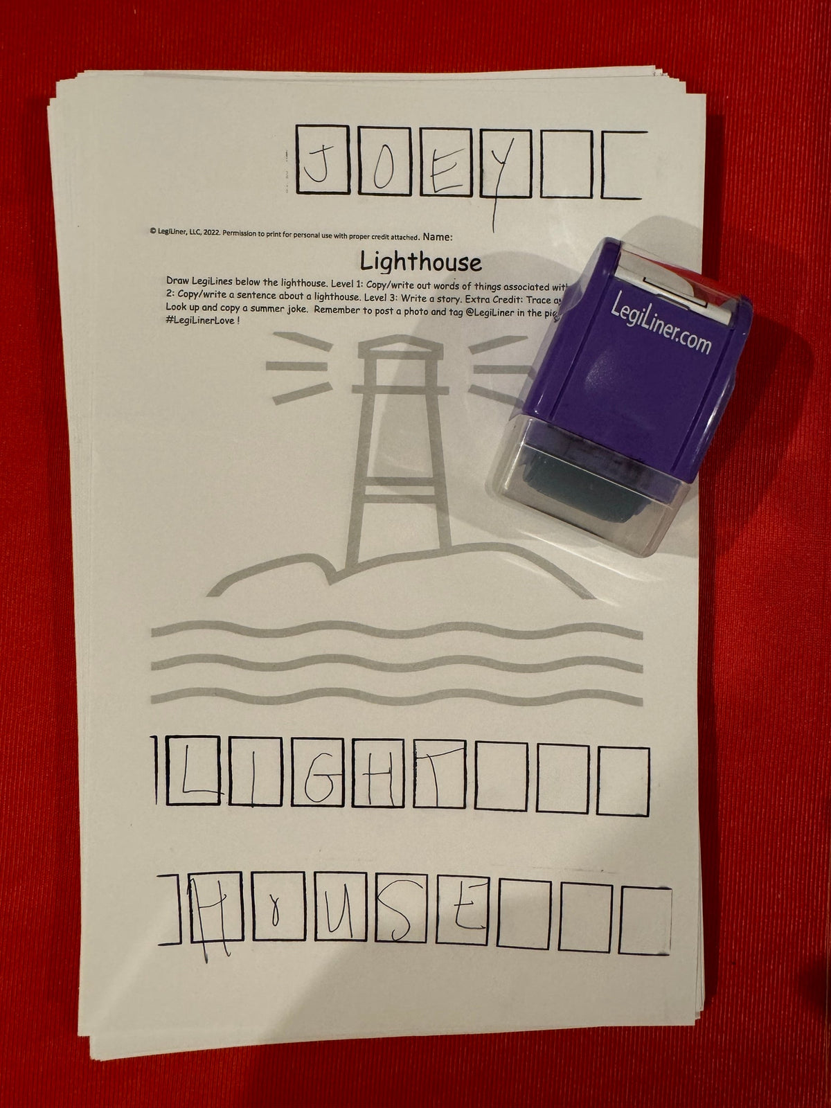 LegiLiner “LegiBox” Self-Inking Teacher Stamp - Single Math & Handwriting Box Roller