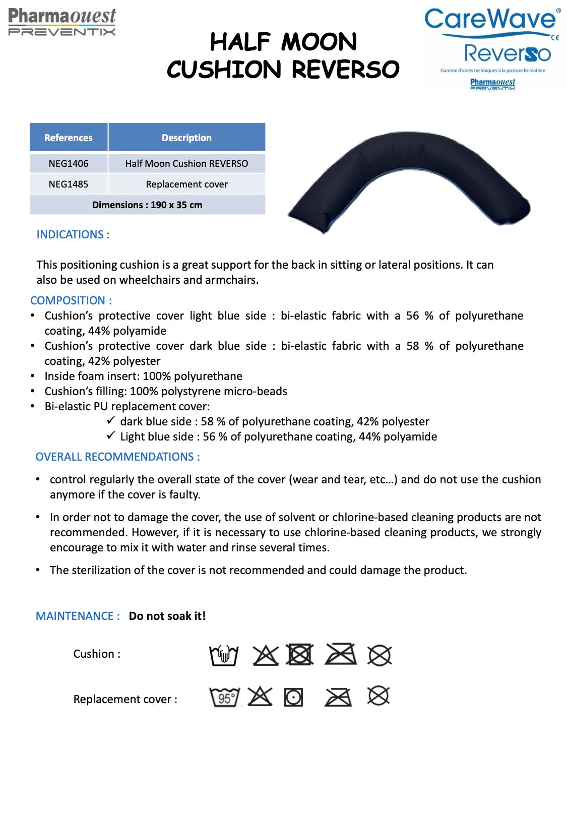 CAREWAVE REVERSO - HALF-MOON CUSHION